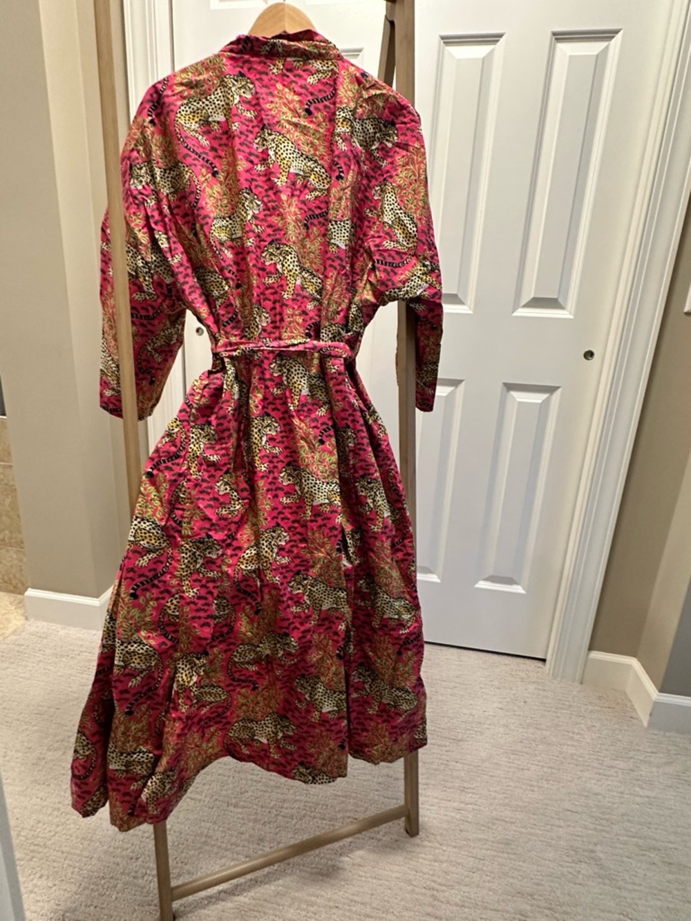 Printfresh Bagheera Robe Hot Pink Leopard Print Cotton Long L/XL Loungewear - Picture 2 of 4